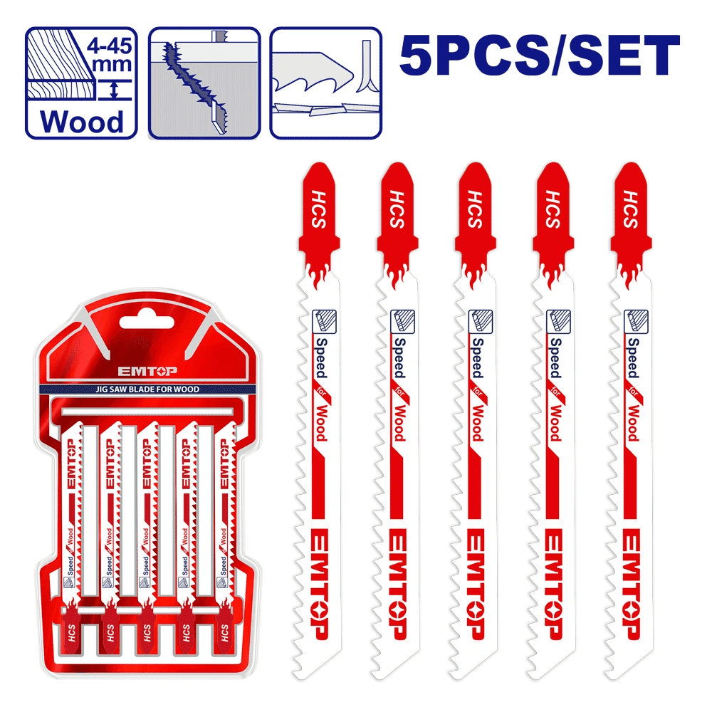Jeu de 5 lames bois scie souteuse EMTOP ESBT111C - SME IMPORT