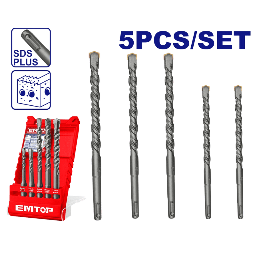 Jeu de 5 meches a beton sds+ 6-16 EMTOP EHDR12052 - SME IMPORT