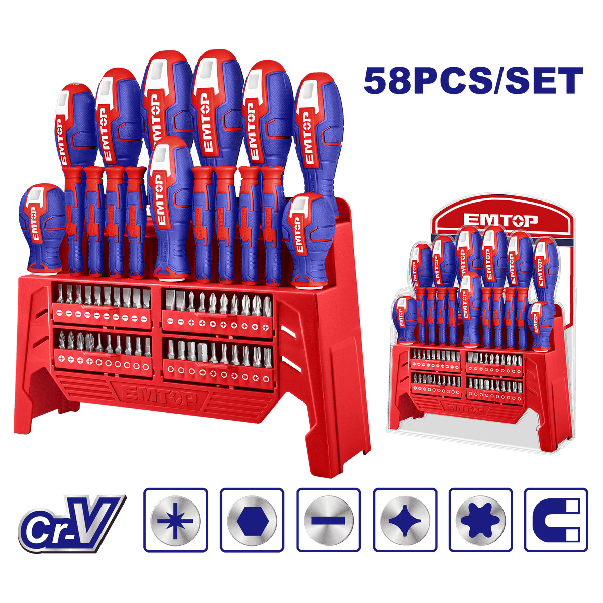 Jeu de 58 tournevis EMTOP ESST5802 - SME IMPORT