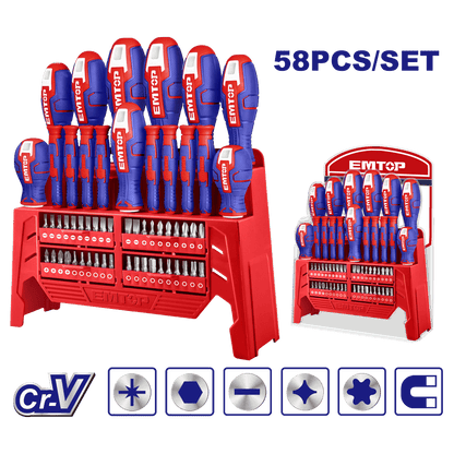 Jeu de 58 tournevis EMTOP ESST5802 - SME IMPORT