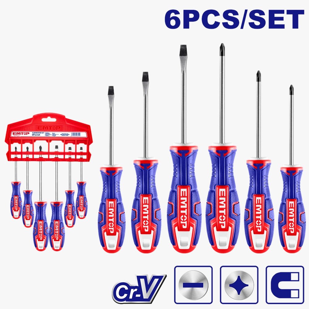 Jeu de 6 tournevis EMTOP ESST0602 - SME IMPORT