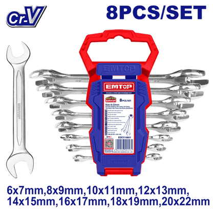 Jeu de 8 cle á fourche 6-22MM EMTOP EDES10801 - SME IMPORT
