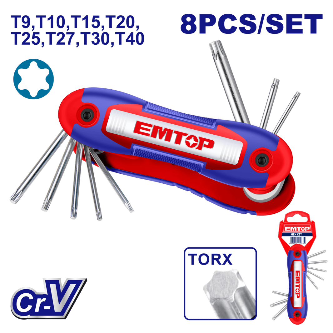 Jeu de 8 clés thorx EMTOP EHKY4083 - SME IMPORT