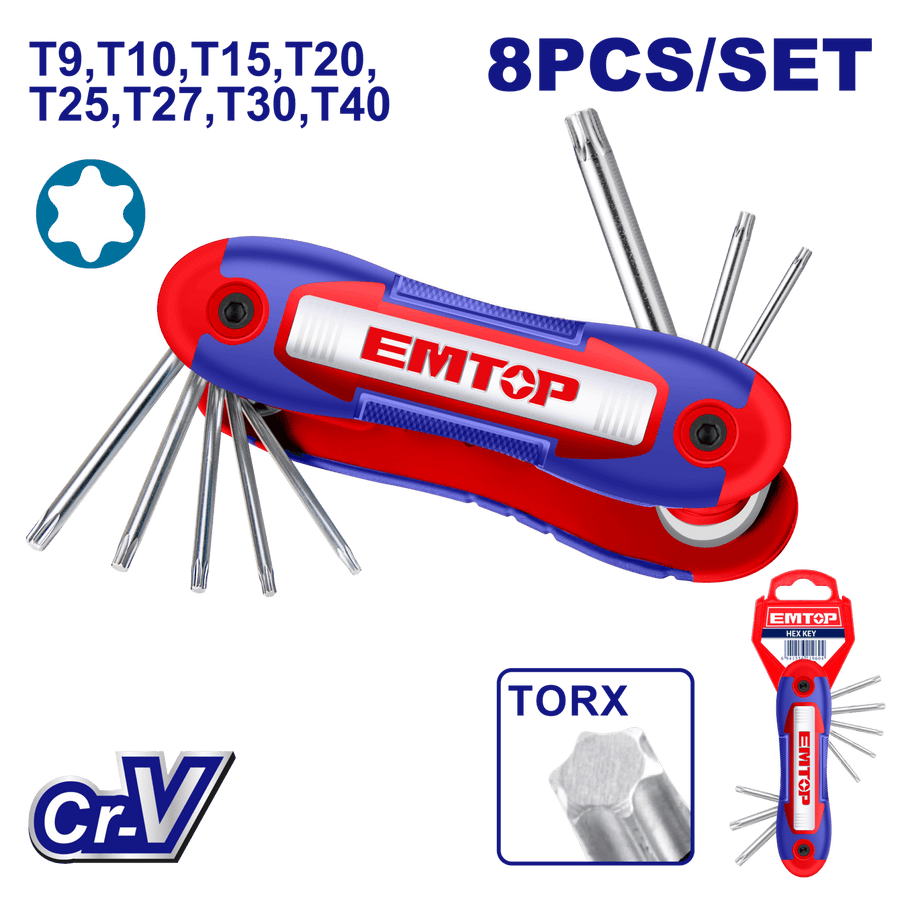 Jeu de 8 clés thorx EMTOP EHKY4083 - SME IMPORT