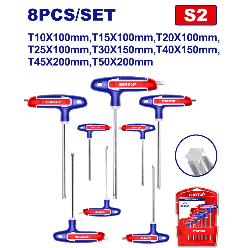 Jeu de 8 clés torx f-t EMTOP ETHW6063 - SME IMPORT