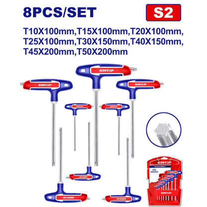 Jeu de 8 clés torx f-t EMTOP ETHW6063 - SME IMPORT
