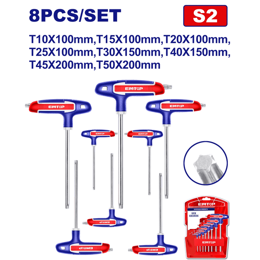 Jeu de 8 clés torx f-t EMTOP ETHW6063 - SME IMPORT