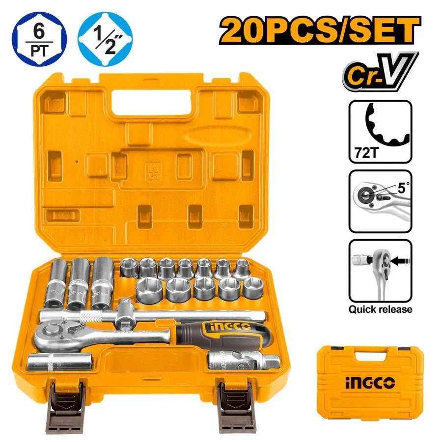 Jeu De Douilles 1/2 Pouce Ingco HKTS12201 Pour Pros Fiable - SME IMPORT