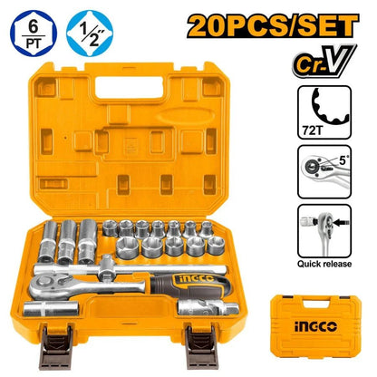 Jeu De Douilles 1/2 Pouce Ingco HKTS12201 Pour Pros Fiable - SME IMPORT