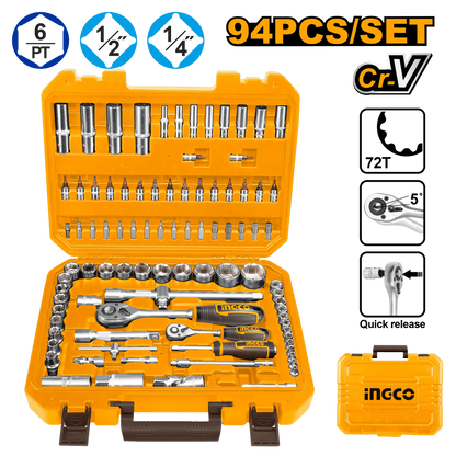 Jeu de Douilles INGCO 94 Pièces Robuste et Polyvalent Pro HKTS42941