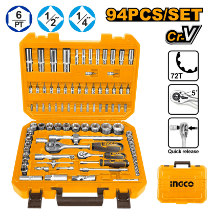 Jeu de Douilles INGCO 94 Pièces Robuste et Polyvalent Pro HKTS42941 - SME IMPORT