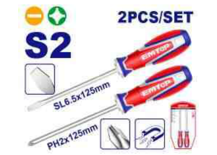 Jeu de tournevis S2 sl+PH2 – EMTOP ESST0221 - SME IMPORT