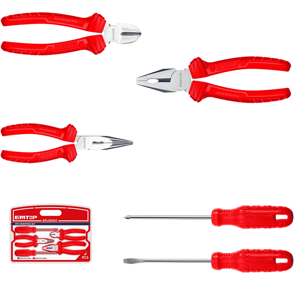 Jeu outils á main 5P 3PINCE+2 tour EMTOP EPLS0501 - SME IMPORT