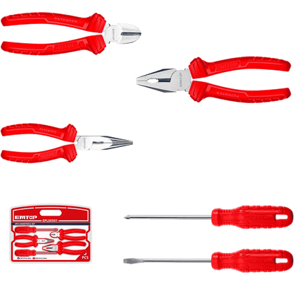 Jeu outils á main 5P 3PINCE+2 tour EMTOP EPLS0501 - SME IMPORT