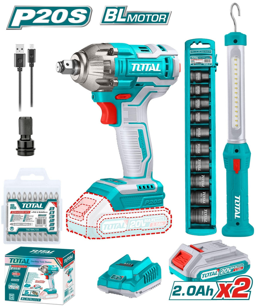 Kit 2PCS boulonneuse 20V et lampe Tosli231004 pratique
