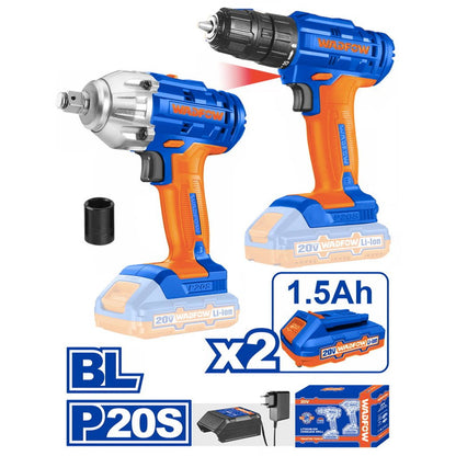 Kit boulonneuse+visseuse 20v WADFOW WCK2017 - SME IMPORT