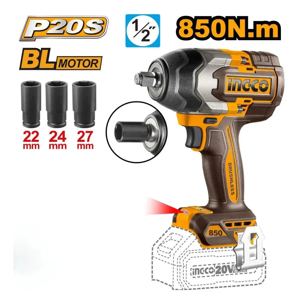 Kit combiné 2 pièces INGCO COSLI250586 - SME IMPORT