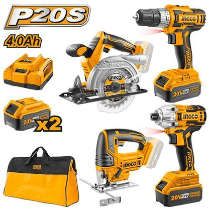 Kit combiné 4 pièces 20 V P20S INGCO – CKLI2010 - SME IMPORT