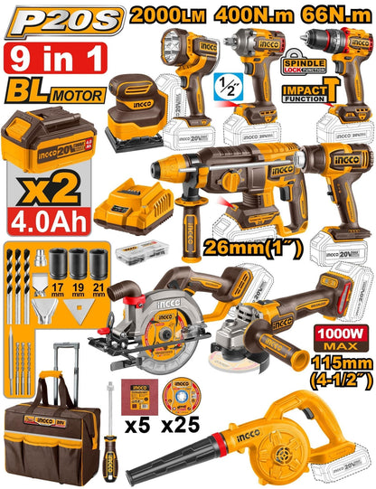 kit combiné industriel INGCO COSLI250381 (9-en-1) - SME IMPORT