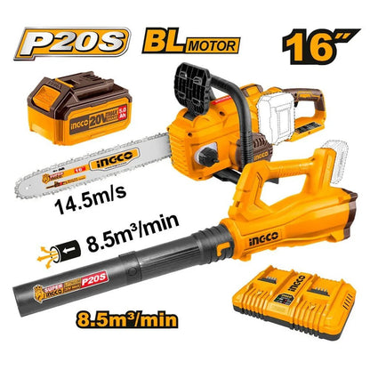 Kit combiné sans fil 2 pièces 20 V INGCO (Tronçonneuse + Souffleur) – COSLI240463 - SME IMPORT