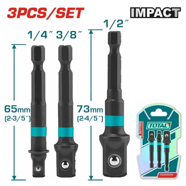 Kit de 3 embouts 1/4 3/8 1/2 pouces TOTAL TAC273651 - SME IMPORT