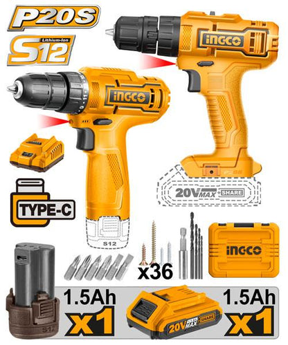 Kit Duo Perceuse INGCO CKLI20122 – 20V + 12V - SME IMPORT