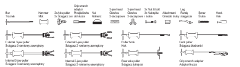 KIT EXTRACTEUR D'INNERTIE DEMONTAGE MOYEUX - ROULEMENT & ENGRENAGE 16Pcs — YATO YT-25391 - SME IMPORT
