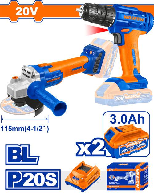 Kit meule 115+visseuse 20v WADFOW WCK20512 - SME IMPORT