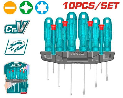 Kit tournevis TOTAL 10 pièces rangeur pro THTDC251001 - SME IMPORT