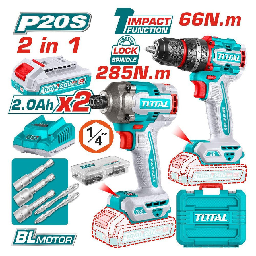 Kit visseuse 66 nm sans fil - TOTAL TCKLI20277 - SME IMPORT