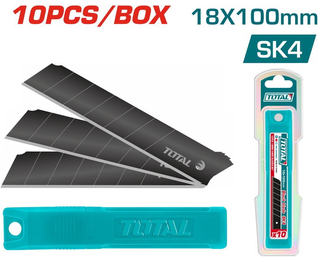 Lames cutter SK4 18x100 mm 10 pièces avec étui précises TOTAL tools THTCB181 - SME IMPORT