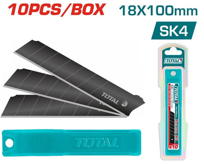 Lames cutter SK4 18x100 mm 10 pièces avec étui précises TOTAL tools THTCB181 - SME IMPORT