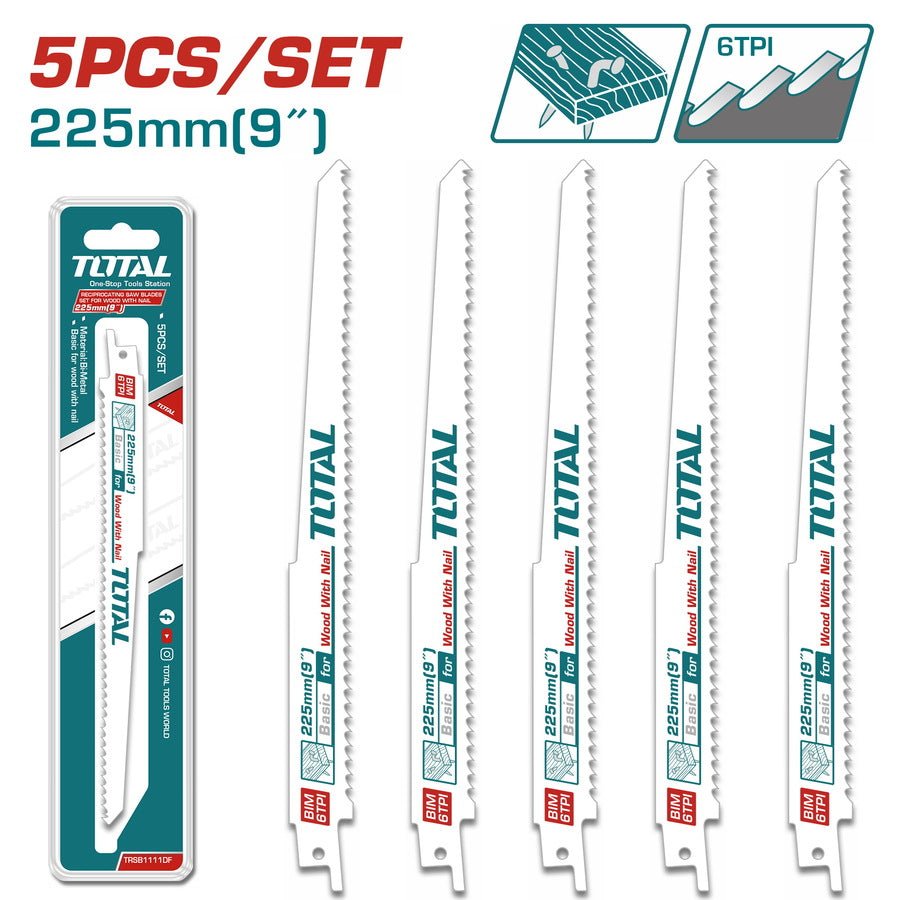 Lames de scie alternative bim TRSB1111DF 225mm 6 tpi ensemble 5 pièces - SME IMPORT