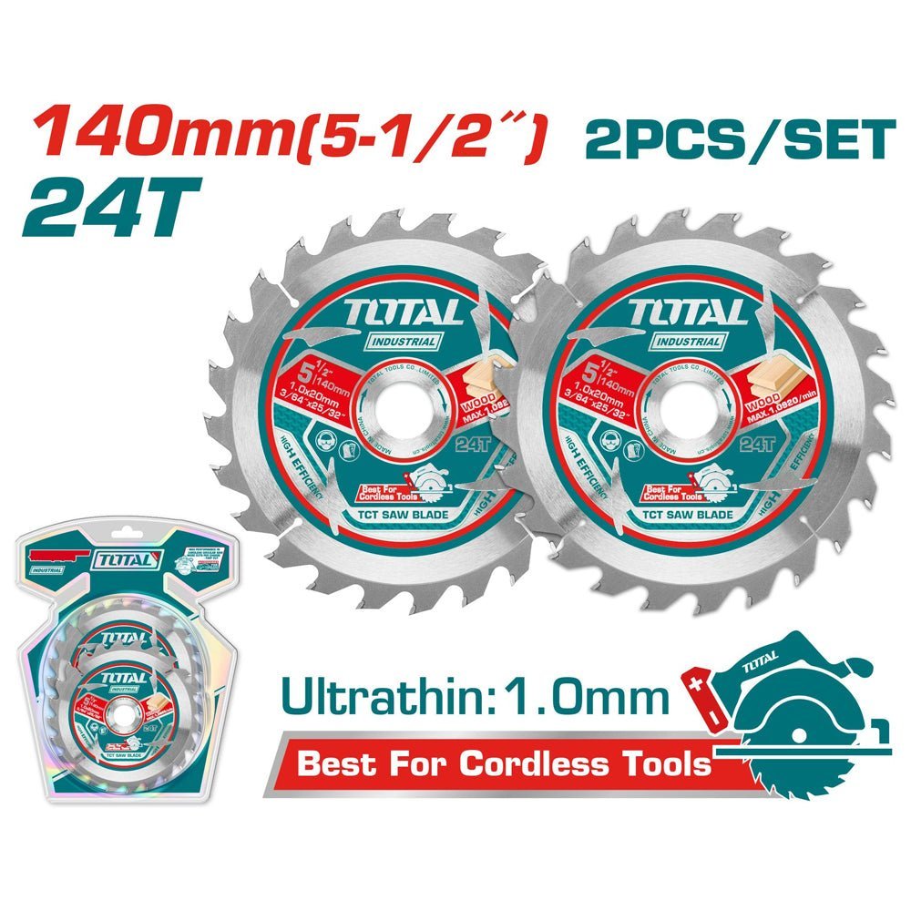 Lames scie circulaire 140 mm 24 dents lot 2 TAC2331403 - SME IMPORT