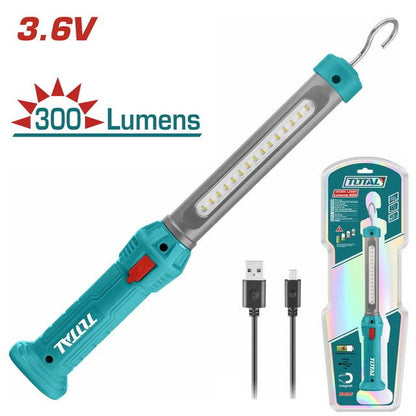 Lampe de travail rechargeable TOTAL 3W cob LED USB 2600mAh 4h TWLI35261 - SME IMPORT