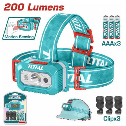 Lampe frontale LED pro TOTAL THL013AAA6 puissance 200 lumens portée 91m - SME IMPORT