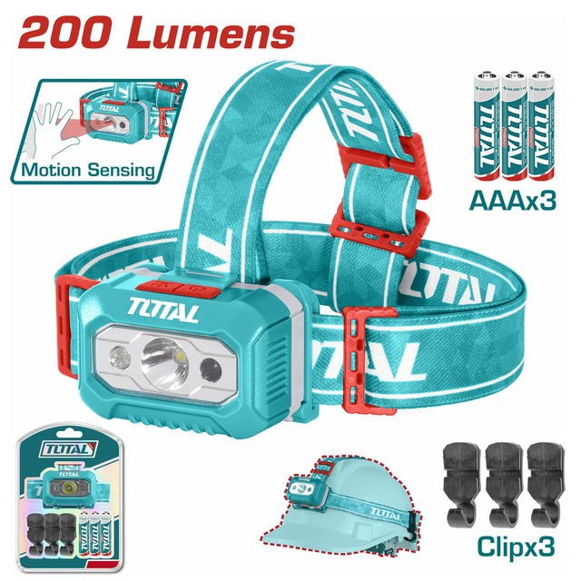 Lampe frontale LED pro TOTAL THL013AAA6 puissance 200 lumens portée 91m - SME IMPORT