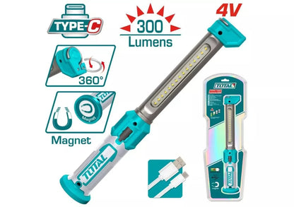 Lampe travail LED TOTAL USB type c 300 lumens 360 degres magnétique TWLI043006