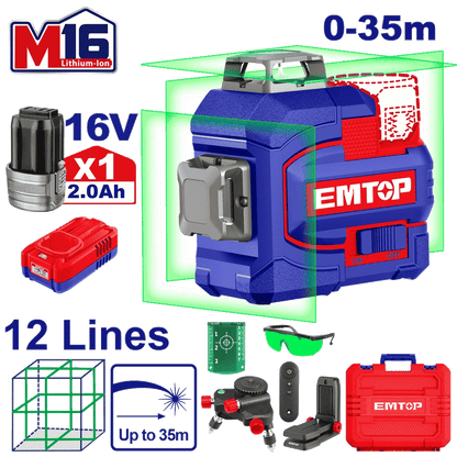 Laser 12 lignes 16V vert 35M EMTOP ESLE12301 - SME IMPORT
