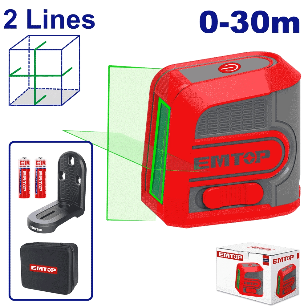 Laser 2 lignes vert 30M EMTOP ESLE2M03 - SME IMPORT