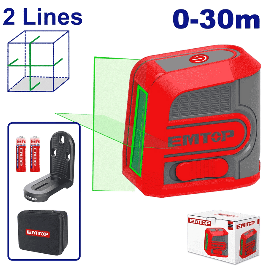 Laser 2 lignes vert 30M EMTOP ESLE2M03 - SME IMPORT