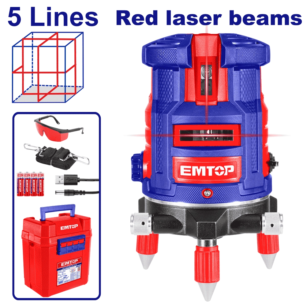 Laser 5 lignes rouge 30M EMTOP ESLE53001 - SME IMPORT