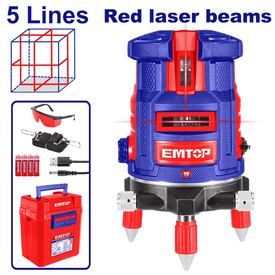 Laser 5 lignes rouge 30M EMTOP ESLE53001 - SME IMPORT