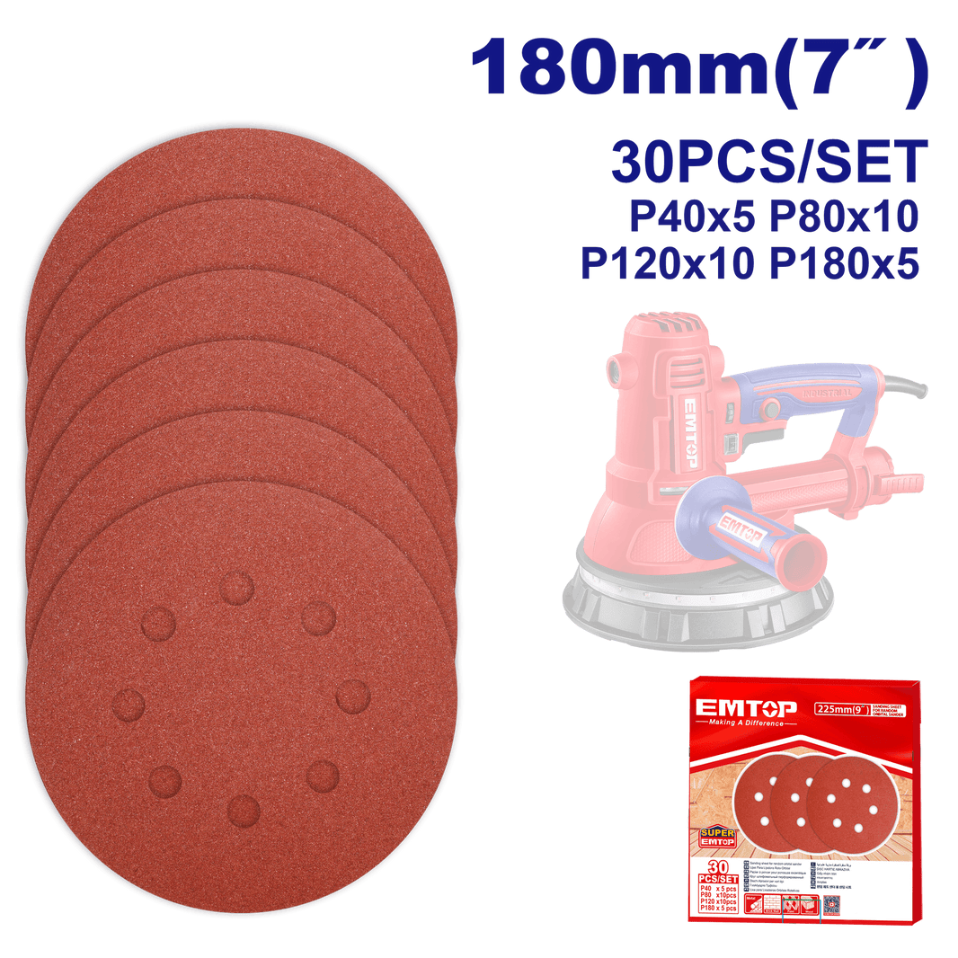 Lot de 30 feuille abrasive EMTOP EKRS180030 - SME IMPORT