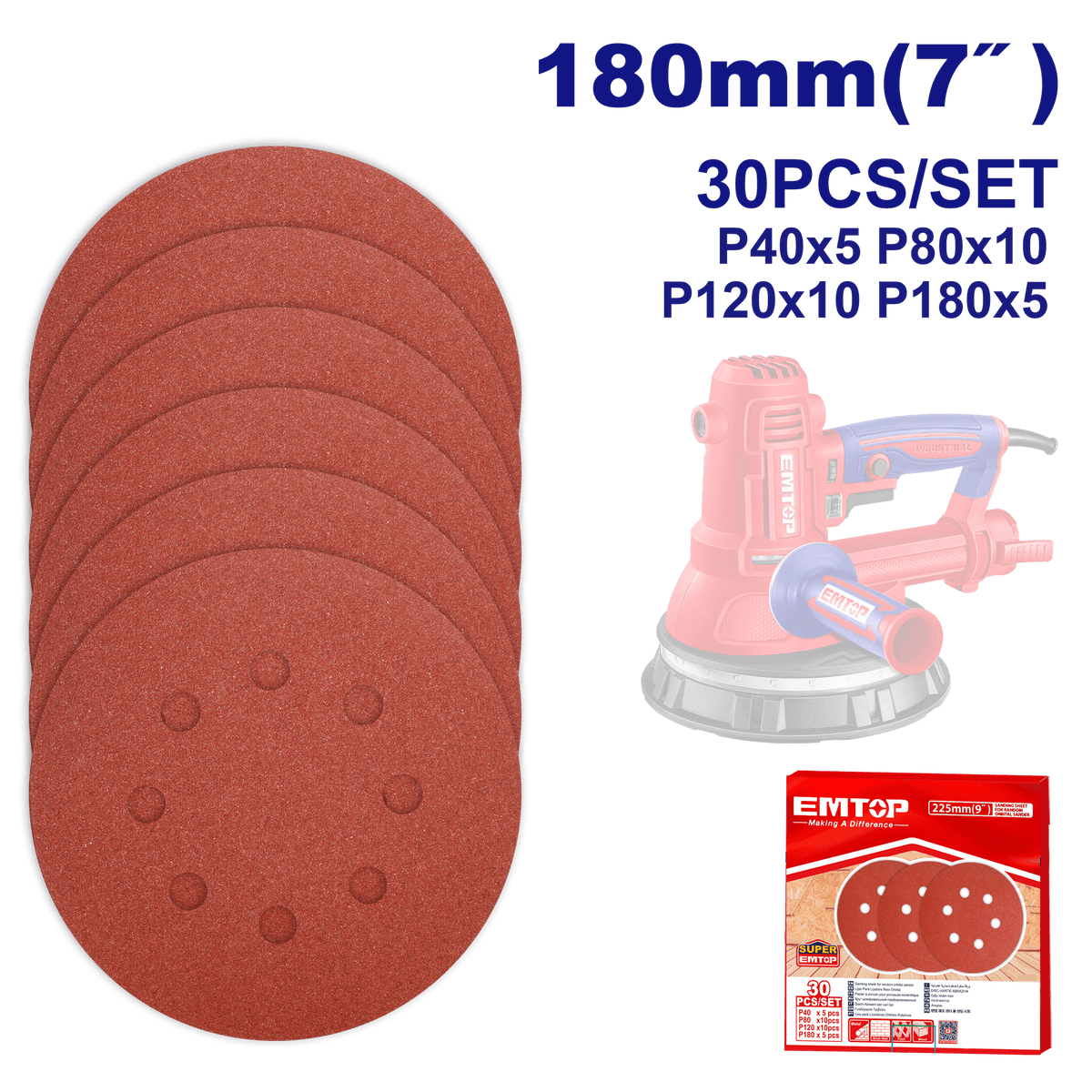 Lot de 30 feuille abrasive EMTOP EKRS180030 - SME IMPORT