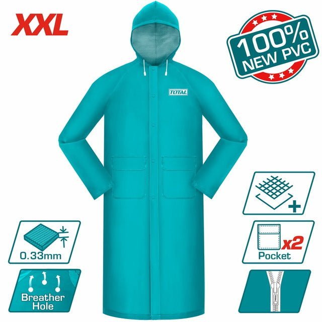 Manteau imperméable professionnel avec capuche turquoise xxl THTRC031 TOTAL PVC neuf 0,33mm - SME IMPORT