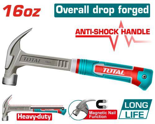 Marteau arrache clou 16 oz 345 mm précision fiabilité TOTAL THCH61016L - SME IMPORT