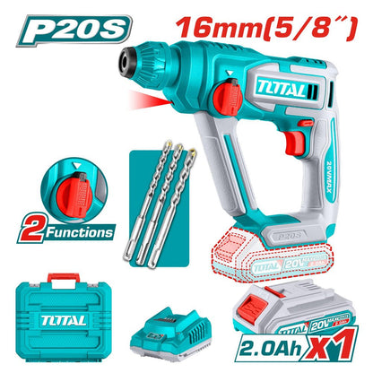 Marteau perforateur 20V SDS plus 16 mm LED 2 fonctions TOTAL P20S TRHLI201681