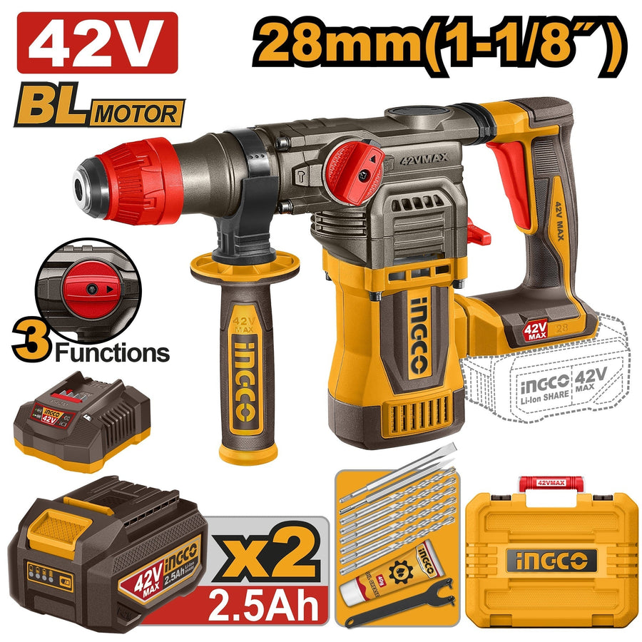 Marteau Perforateur INGCO 42V Brushless 28 mm CRHLI422882 - SME IMPORT