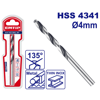 Mèche métal HSS ø 4MM EMTOP ETDB310402 - SME IMPORT